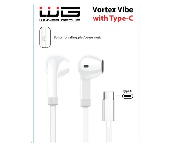 WG - Sluchátka s konektorem Type-C, Vortex Vibe, drátové, white