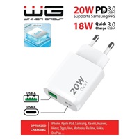 WG - Síťová nabíječka 2x USB, 1x USB-C PD 20W + 1x USB-A QC3.0 18W, white