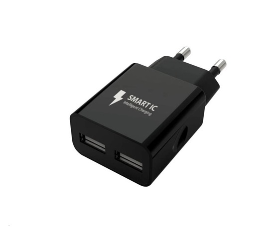 WG - Síťová nabíječka 2x USB-A 2,4A, black