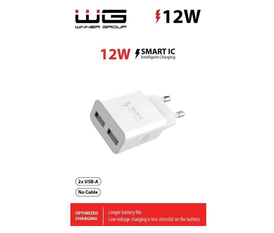 WG - Síťová nabíječka 2x USB-A 2,4A , white