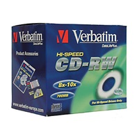 VERBATIM CD-RW(10-Pack)Jewel/High Speed/8x-10x/DLP/700MB