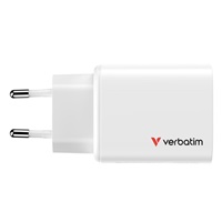 VERBATIM GaN Nabíječka Essentials 65W, 2xUSB-C, 1xUSB-A, bílá