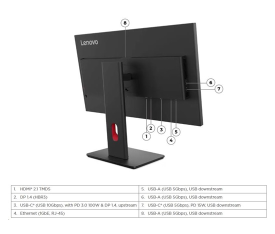 BAZAR - LENOVO LCD T27UD-40 - 27",IPS,16:9,3840x2160,60Hz,350cd/m2,1500:1,4ms,HDMI,DP,USB Hub,USB-C,RJ45 - Poš. ob