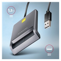 BAZAR - AXAGON CRE-SM3T, USB-A FlatReader čtečka kontaktních karet Smart card (eObčanka), kabel 1.3m - Poškozený obal (K