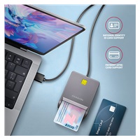 BAZAR - AXAGON CRE-SM3T, USB-A FlatReader čtečka kontaktních karet Smart card (eObčanka), kabel 1.3m - Poškozený obal (K