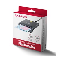 BAZAR - AXAGON CRE-SM3T, USB-A FlatReader čtečka kontaktních karet Smart card (eObčanka), kabel 1.3m - Poškozený obal (K