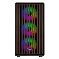 EVOLVEO Panthera, skříň mATX, 6x ARGB ventilátor 120mm, dřevěný přední panel + skleněná bočnice