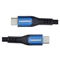 PremiumCord USB-C kabel ( USB 3.2 GEN 2x2, 5A, 100W, 20Gbit/s ) 1,5m, bavlněný oplet