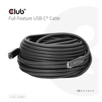 Club3D Kabel USB-C, 10 Gbps, 4K120Hz, 8K60Hz, 60W, Bi-directional, 15m, černá