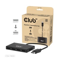 Club3D hub MST (Multi Stream Transport) DisplayPort 1.4 na 4x DisplayPort, Quad monitor, 4x 4K30Hz, 8K30Hz