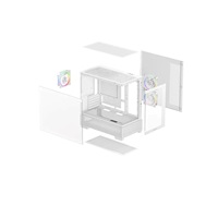 DEEPCOOL Case CG380 3F WH, mATX, ARGB, Průhledná bočnice, 3x120mm Fan, bílá