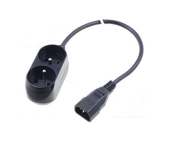 Prodlužovací přívod 2x230V pro UPS (IEC320-C14), 30cm
