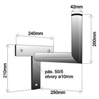 Držák antény na zeď, tvar T, galvanický zinek, délka 25cm