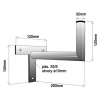 Držák antény na zeď, tvar T mini, galvanický zinek, délka 25cm