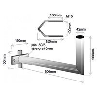 Držák antény na stožár s vinklem, galvanický zinek, délka 50cm