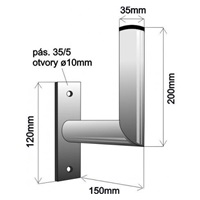 Držák antény na zeď, galvanický zinek, délka 15cm, výška 20cm
