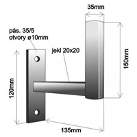 Držák antény na zeď pro NanoStation, galvanický zinek, délka 14cm