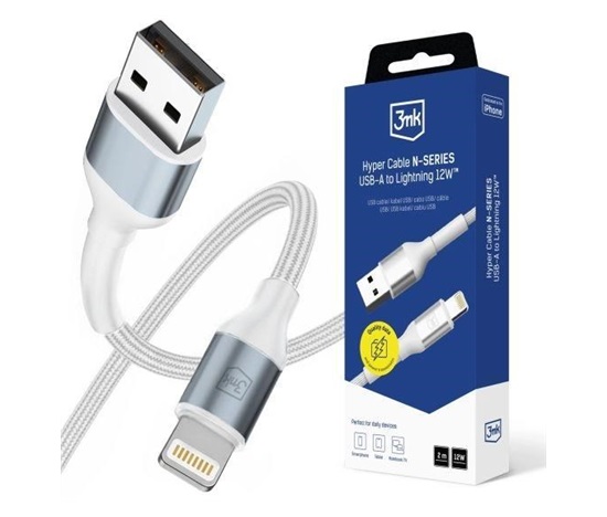 3mk Hyper Cable N-SERIES A to Lightning 2m 5V/2.4A 12W White