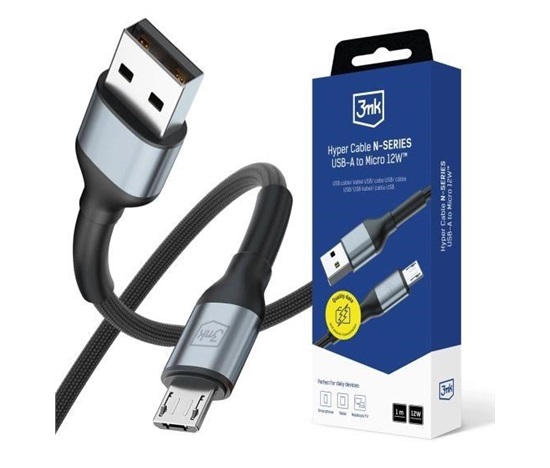 3mk Hyper Cable N-SERIES A to Micro 1m 5V/2.4A 12W White / Black