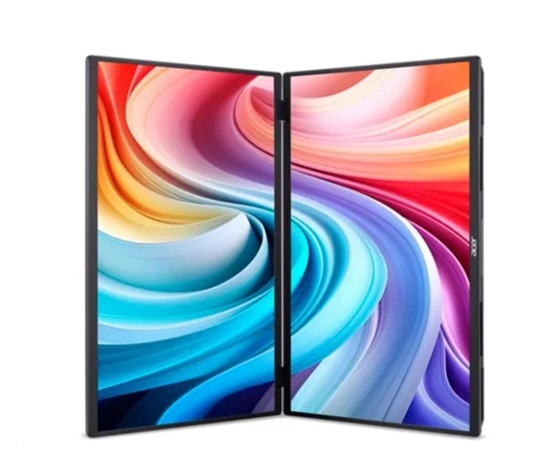 ACER LCD PD163QTbmiuux DUAL SCREEN,40cm (15.6"),60Hz,250nits,8ms,Repro,Audio,Vesa,HDMI,USB,Black