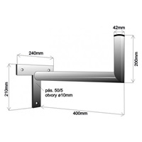 Držák antény na zeď, tvar T, žárový zinek, délka 40cm