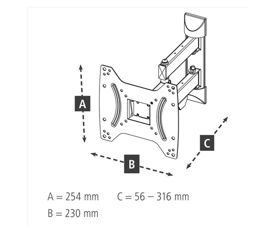 Hama nástenný držiak TV, 200x200, pohyblivý (2 ramená)