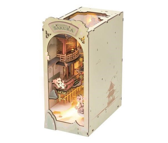 RoboTime 3D Puzzle Zarážka na knihy "Falling Sakura" (dřevěná)