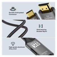 PremiumCord USB-C na HDMI kabel 2m rozlišení obrazu 8K@60Hz,4K@144Hz Aluminium
