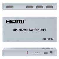 PremiumCord 8K@60Hz, 4K@144Hz HDMI switch 3:1 s dálkovým ovladačem