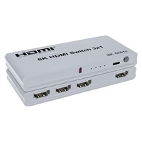 PremiumCord 8K@60Hz, 4K@144Hz HDMI switch 3:1 s dálkovým ovladačem