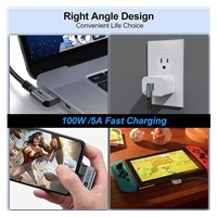 PremiumCord USB-C 2x zahnutý kabel ( USB 3.2 GEN 2x2, 5A, 100W, 20Gbit/s ) bavlněný oplet, délka: 1m