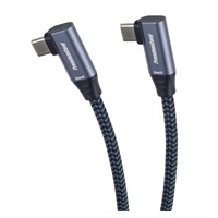 PremiumCord USB-C 2x zahnutý kabel ( USB 3.2 GEN 2x2, 5A, 100W, 20Gbit/s ) bavlněný oplet, délka: 1m