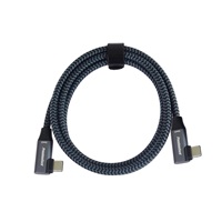 PremiumCord USB-C 2x zahnutý kabel ( USB 3.2 GEN 2x2, 5A, 100W, 20Gbit/s ) bavlněný oplet, délka: 3m