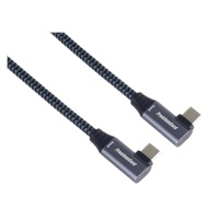 PremiumCord USB-C 2x zahnutý kabel ( USB 3.2 GEN 2x2, 5A, 100W, 20Gbit/s ) bavlněný oplet, délka: 3m