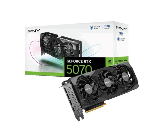 PNY VGA NVIDIA GeForce RTX 5070 Triple Fan 12GB, RTX 5070, 12GB GDDR7, 3xDP, 1xHDMI