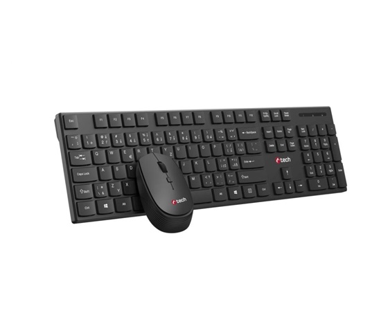 BAZAR - C-TECH klávesnice s myší WLKMC-03, Bezdrátový set 2.4GHz, CZ, Černá, rozbaleno