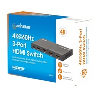 Manhattan HDMI přepínač, 3-Port HDMI Switch, 4K@60Hz, černá