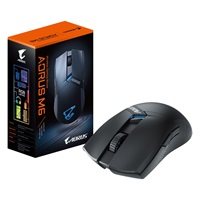 BAZAR GIGABYTE Herní myš Aorus M6, Bezdrátová 2.4GHz, USB-C, černá (ROZBALENO)