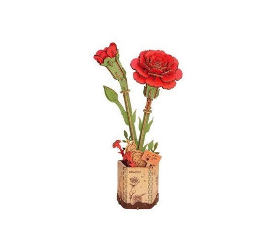 RoboTime 3D dřevěná skládačka Červený karafiát