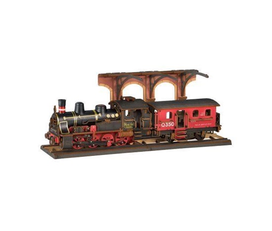 RoboTime 3D dřevěná skládačka Vintage parní lokomotiva