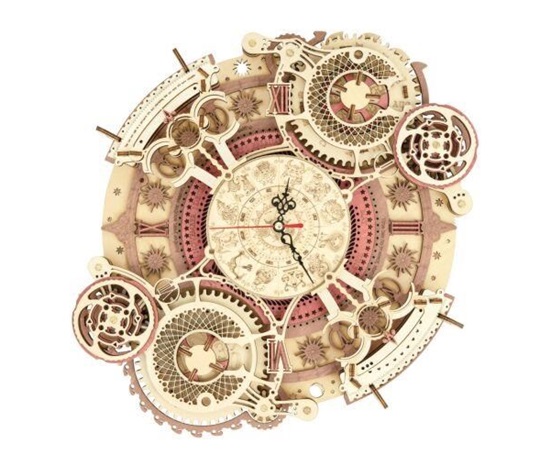 RoboTime 3D dřevěné mechanické puzzle Hodiny s kalendářem