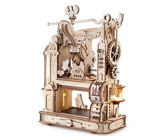 RoboTime 3D dřevěné mechanické puzzle Tiskařský lis