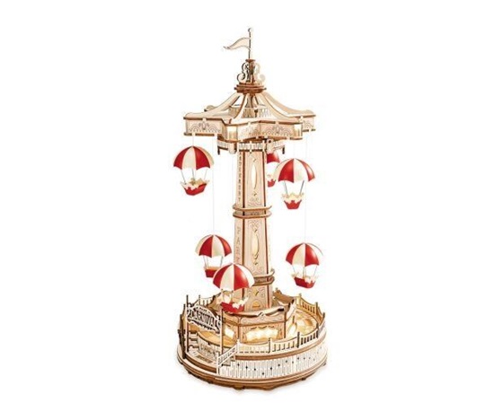 RoboTime 3D skládačka hrací skříňky Padáčkový kolotoč barevný