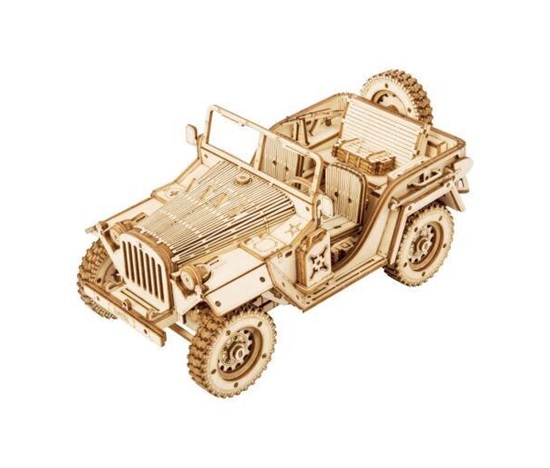 RoboTime dřevěné 3D puzzle Vojenský džíp