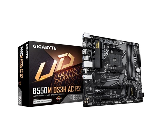 GIGABYTE MB Sc AM4 B550M DS3H AC R2, AMD B550, 4xDDR5, DP, HDMI, mATX