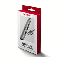AXAGON HUE-STA, 4x USB ALU STRIP hub, 1x USB-A 5Gbps, 2x USB-A & 1x USB-C 480Mbps, kabel USB-A 12cm