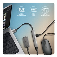 AXAGON HUE-STA, 4x USB ALU STRIP hub, 1x USB-A 5Gbps, 2x USB-A & 1x USB-C 480Mbps, kabel USB-A 12cm