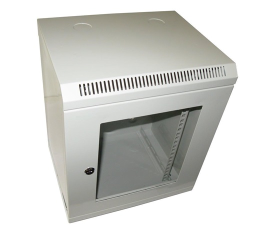 BAZAR - XtendLan 10" nástěnný rozvaděč 9U 350x140, nosnost 50 kg, dveře z plexiskla, svařovaný, šedý - Rozbaleno (Komple