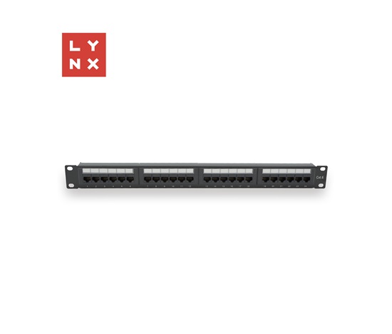 BAZAR - LYNX 19" patch panel  24-port, UTP Cat6, 50µ, nestíněný, černý - POŠKOZENÝ OBAL
