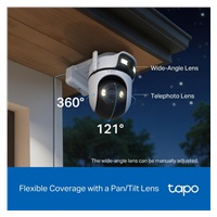 TP-Link Tapo C545D venkovní/outdoor otočná kamera (2x 3MP, 2K 1296p, IR 30m, WiFi, 1x100Mb/s, micro SD card)